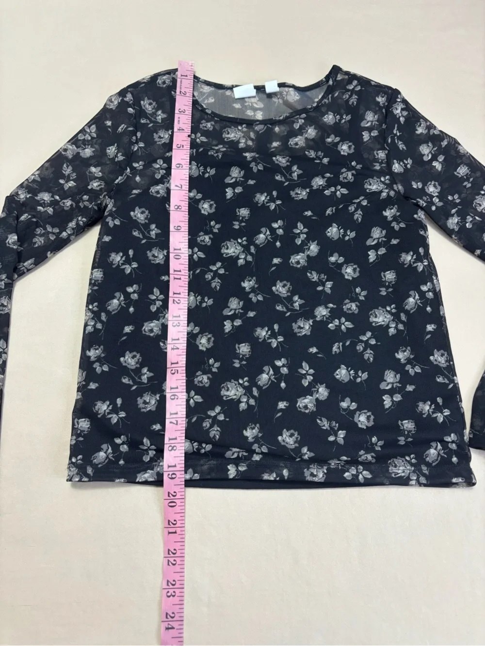 GAP Kids Black Sheer Floral Long-Sleeve Top w/ Attached Tank Girls Size XL 12